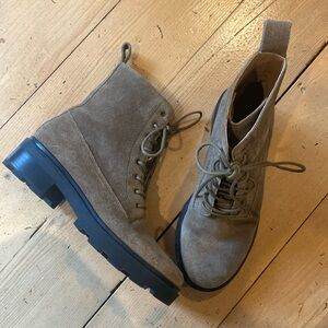 Madewell Shelton suede leather combat boot lace up olive green size 7